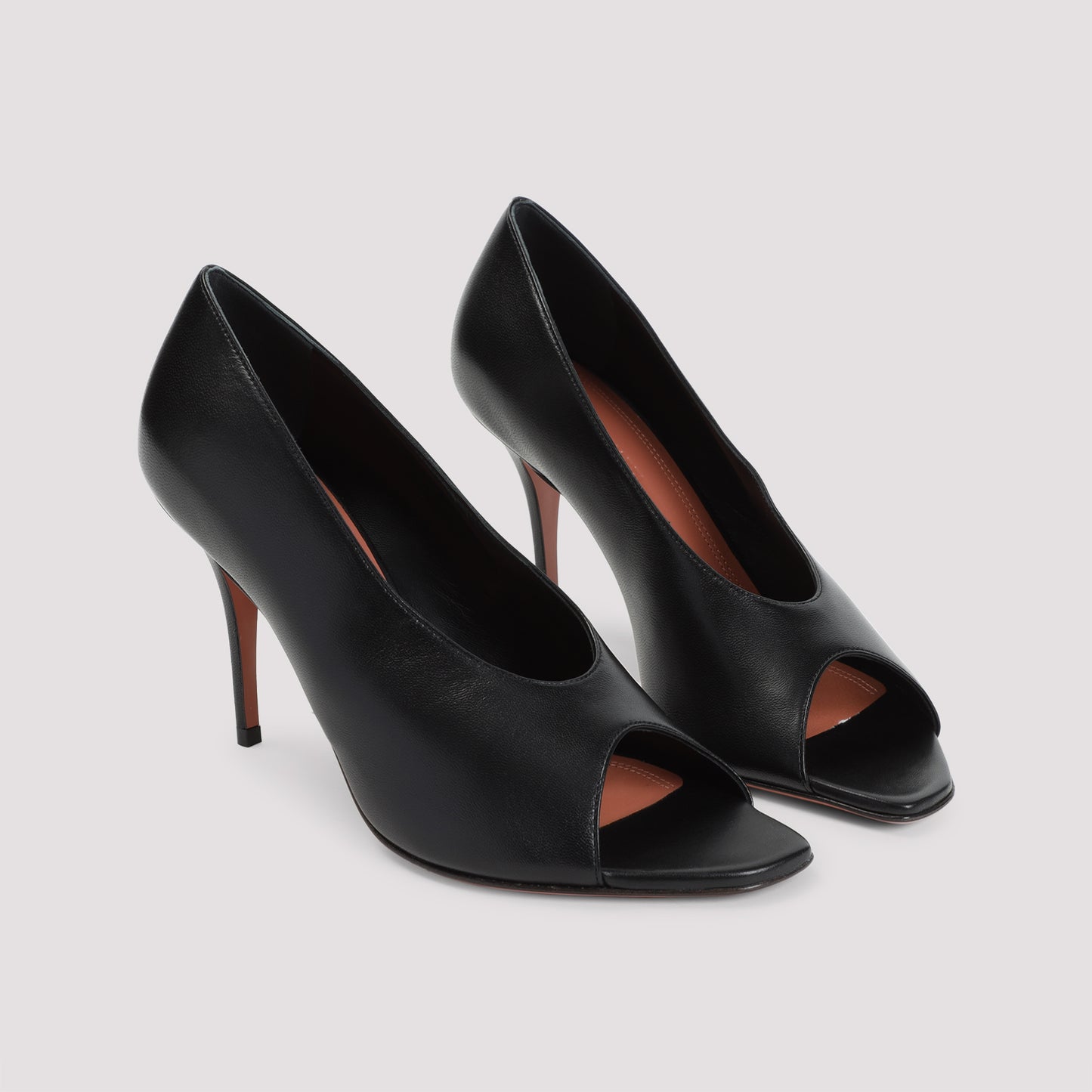 Amina Muaddi Julianne 90 Peep Toe Nappa Pumps