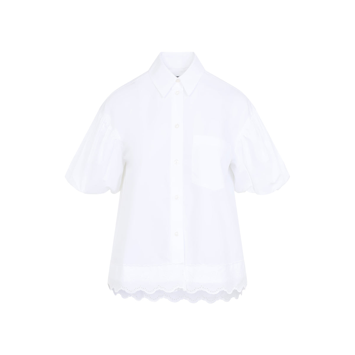 Simone Rocha Cropped Puff Sleeve Lace T-Shirt