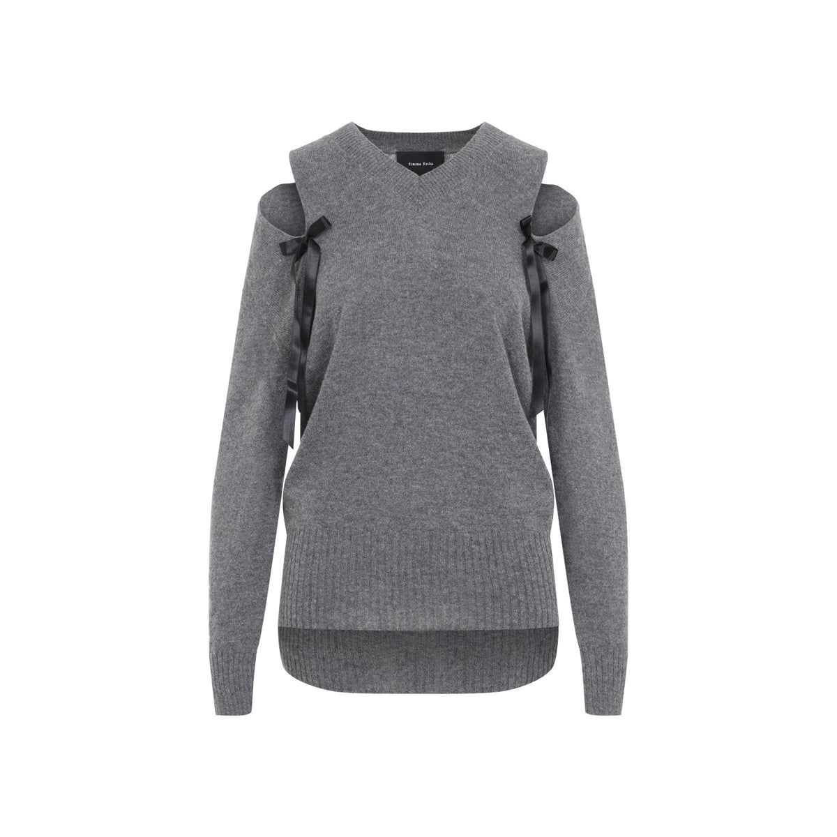 Simone Rocha Relaxed Cashmere Slash V-Neck Jumper W/Bow