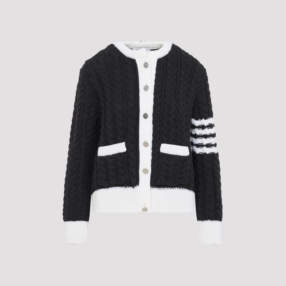 Thom Browne Aran Cable Crew Neack Cardigan