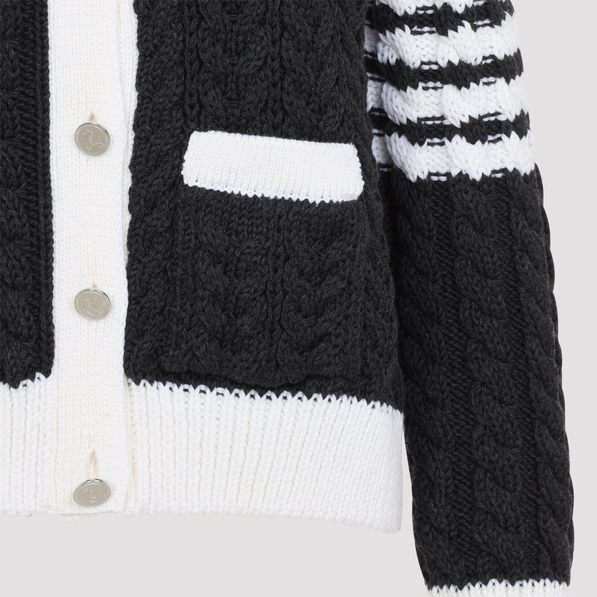 Thom Browne Aran Cable Crew Neack Cardigan