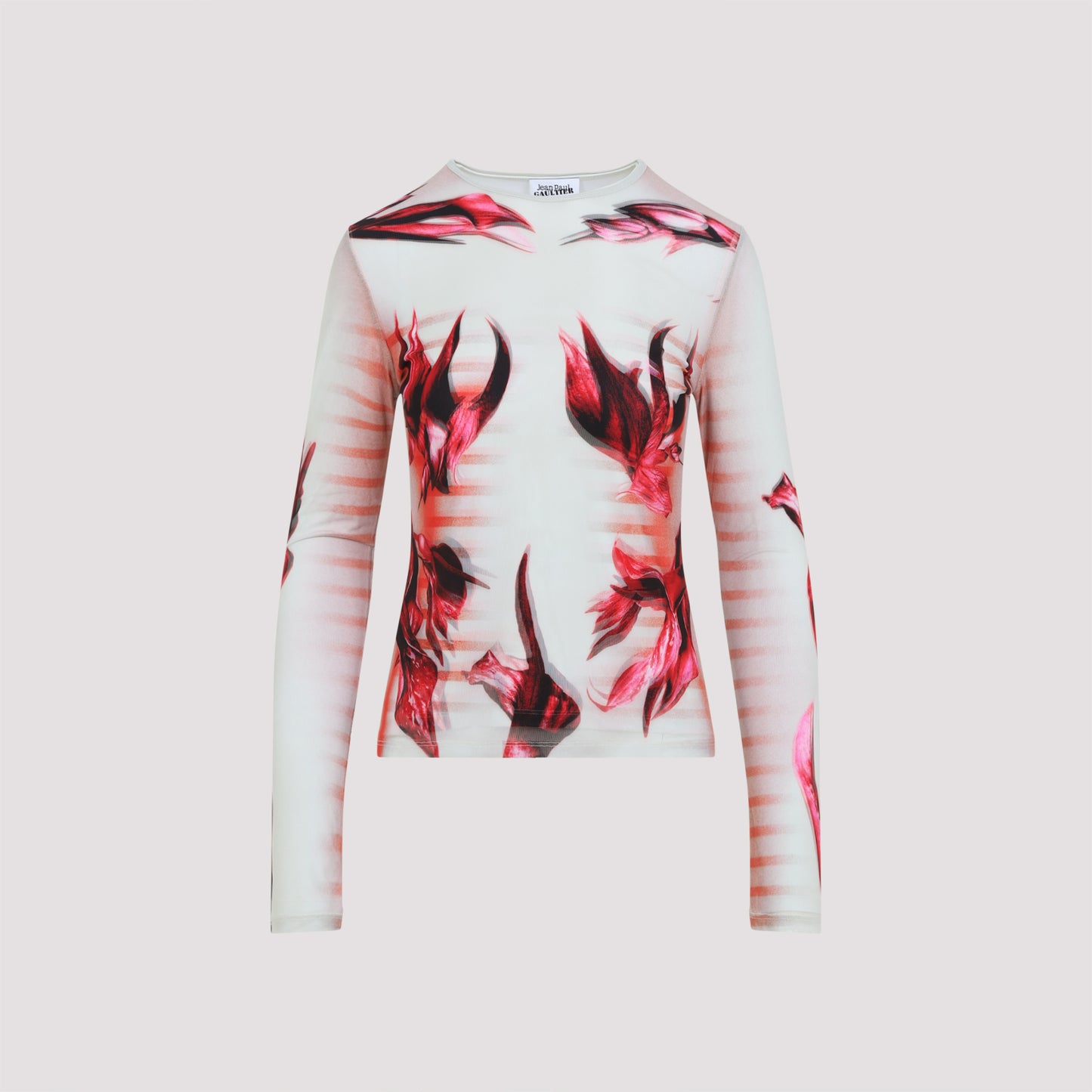 Jean Paul Gaultier Layered Long Sleeves Top Printed "Flower Body Morphing Mariniere"