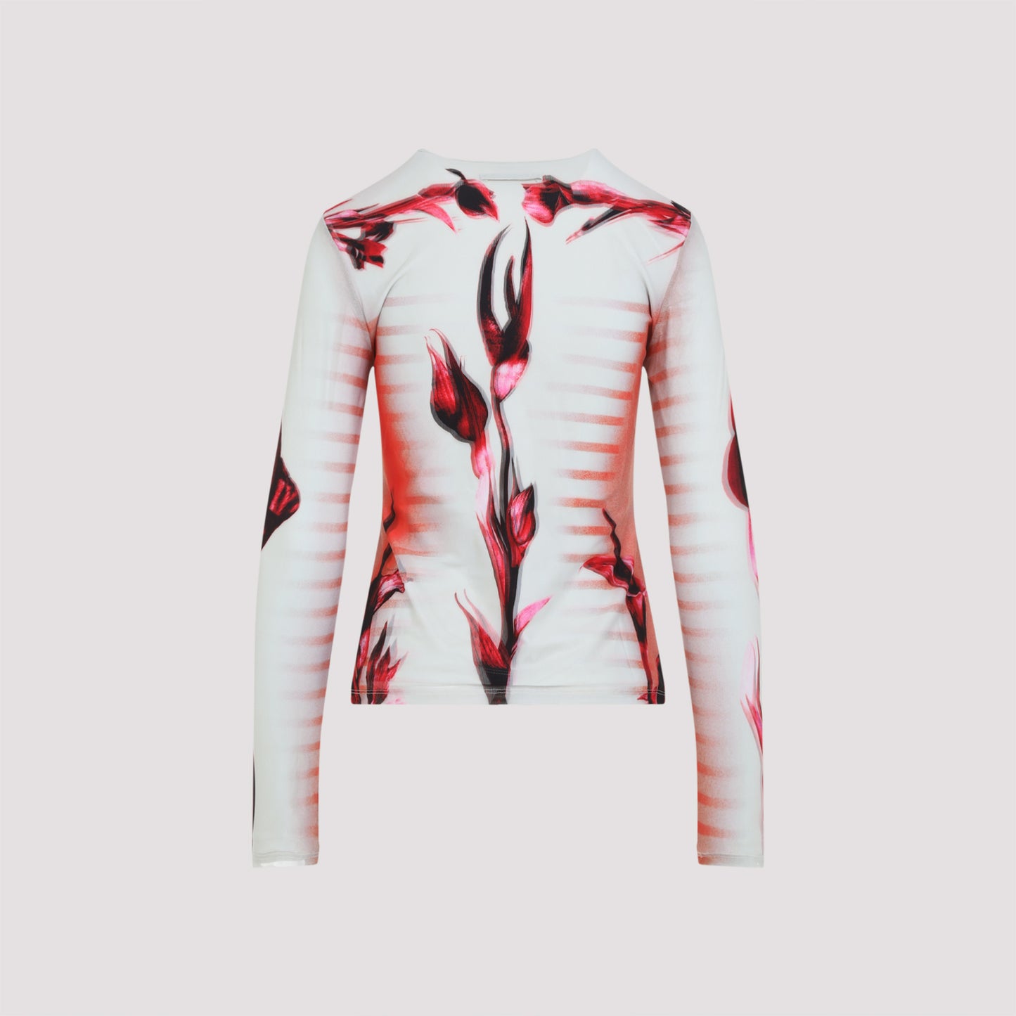 Jean Paul Gaultier Layered Long Sleeves Top Printed "Flower Body Morphing Mariniere"