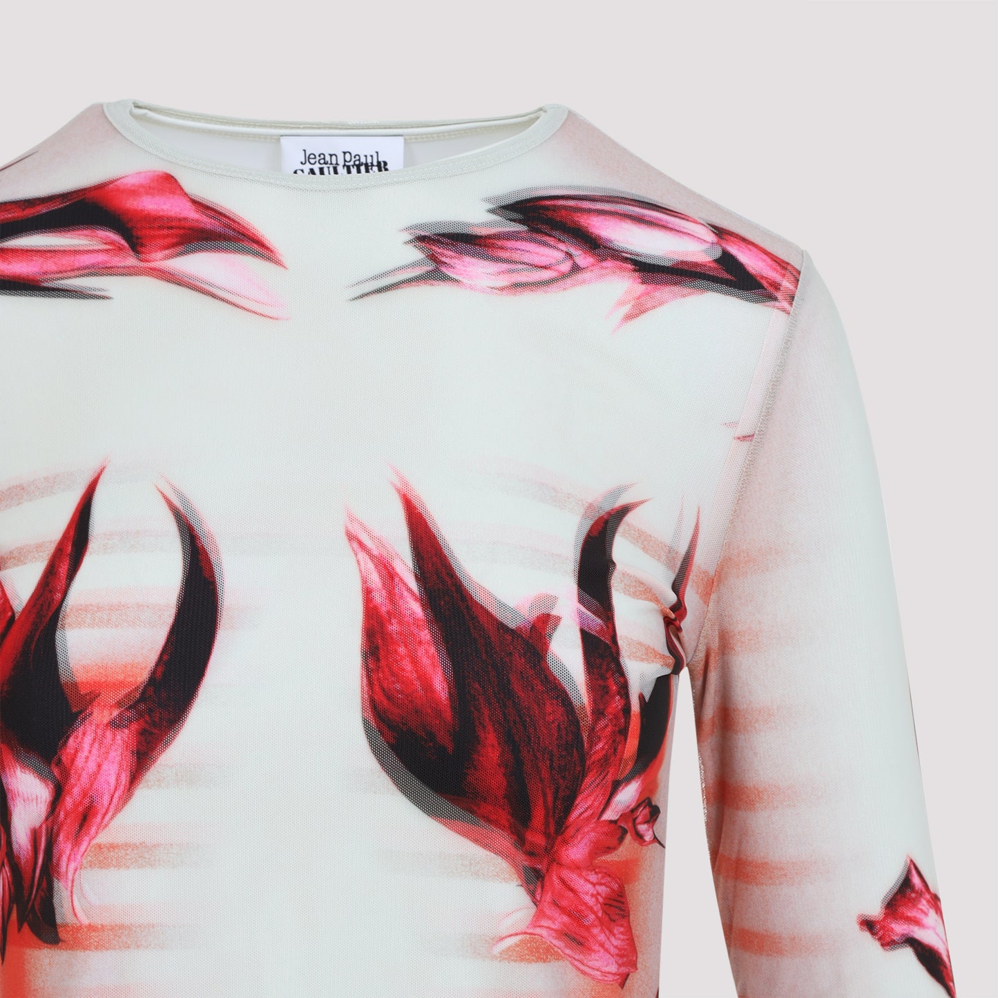 Jean Paul Gaultier Layered Long Sleeves Top Printed "Flower Body Morphing Mariniere"
