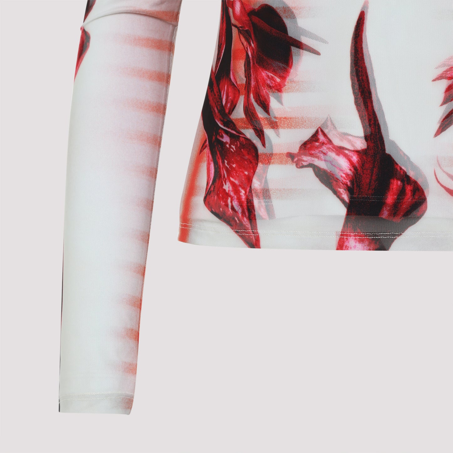 Jean Paul Gaultier Layered Long Sleeves Top Printed "Flower Body Morphing Mariniere"