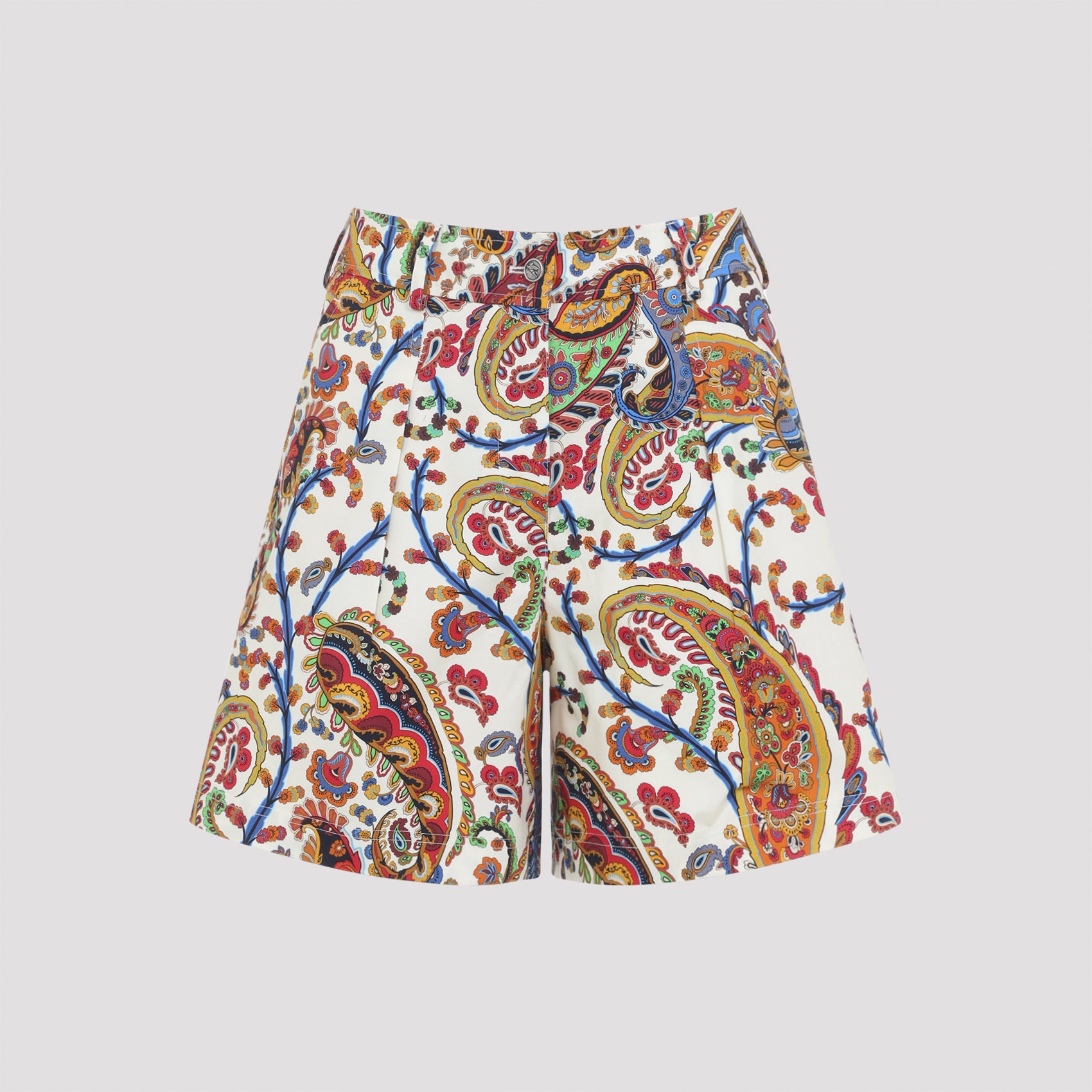 Etro Pleated Shorts With Back Patch Pockets
