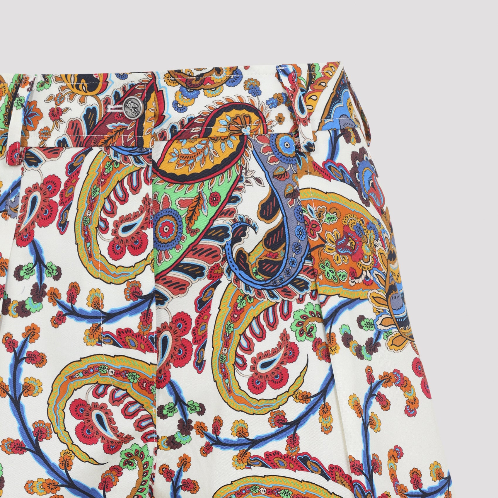 Etro Pleated Shorts With Back Patch Pockets